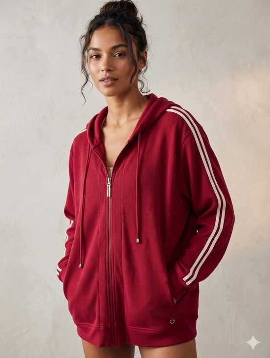 Liz Claiborne Sweaters - Liz Claiborne Liz & Co. Red Zip Up Hoodie - Size XL